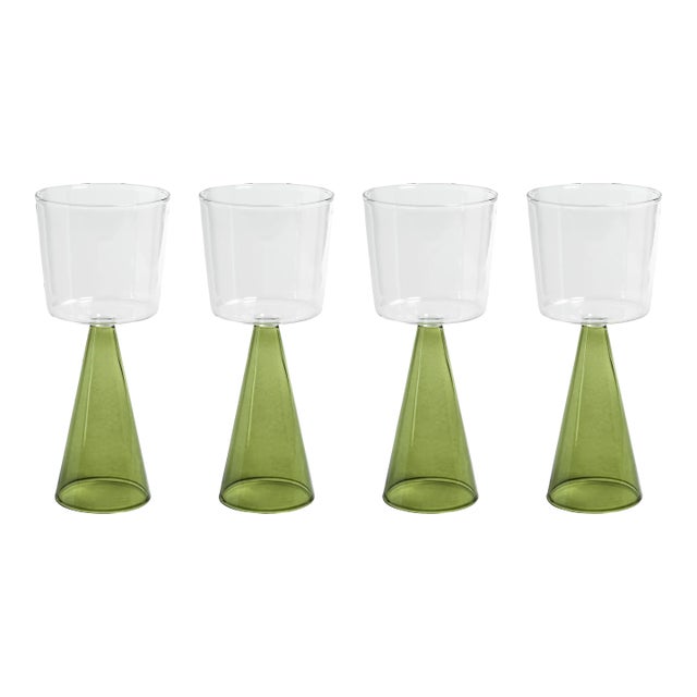 Viterbo Wine White Wine Glasses - Green, Set of 4 For Sale
