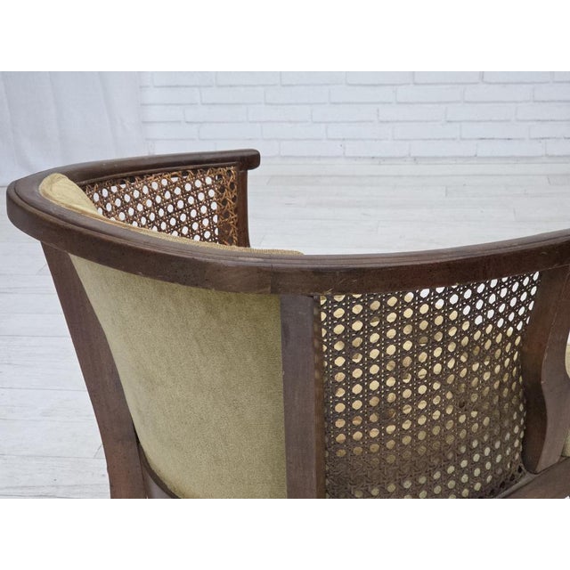 Danish Easy Chair in Velour, Mesh, and Oak, 1950s For Sale - Image 9 of 17