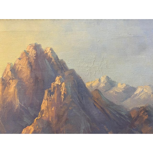Mountain Landscape Original Oil Painting C.1940 For Sale - Image 9 of 11