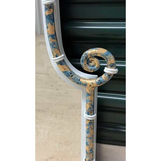 Late 20th Century Vintage Late 20th Century Elegant Chinoiserie Pagoda Wall Mirror by Uttermost - Custom Blue and Gold Finish -Newly Painted For Sale - Image 5 of 10