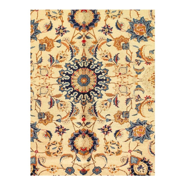 Persian Kashan hand-knotted rug. Lamb's Wool on a Cotton Foundation Classic All over design Made of a fine wool in Persia....