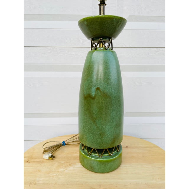 Vintage Mid Century Modern Green Ceramic Lamp Chairish