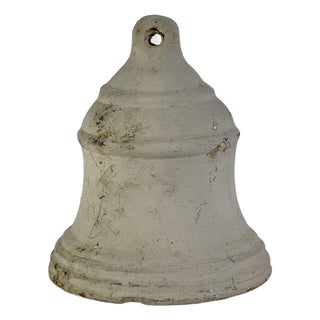 Vintage Ceramic Bell Painted in Antique White for Home or Garden Decor For Sale