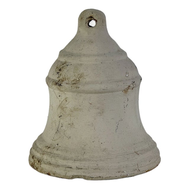 Vintage Ceramic Bell Painted in Antique White for Home or Garden Decor For Sale