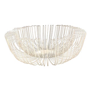 1970s White Wire Fruit Basket For Sale
