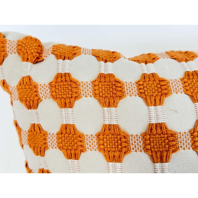 Tangerine Geometric Decorative Throw Pillow, USA Made For Sale In Palm Springs - Image 6 of 8