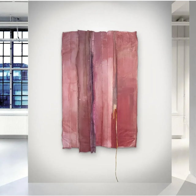 2020s "Good Night Kiss" Salvaged Materials Wall Sculpture Color Field Painting in Shades of Nantucket Red For Sale - Image 5 of 9