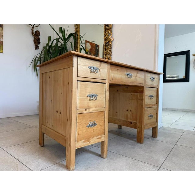 Rustic Art Nouveau Desk Secretaire in Softwood, 1920s For Sale - Image 3 of 13