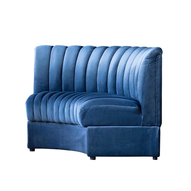 Matthew Izzo Home Estelle Curved Banquette Channeled Velvet Sofa For Sale - Image 4 of 6
