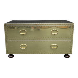 Sarreid Brass Clad Campaign Style Two-Drawer Chest