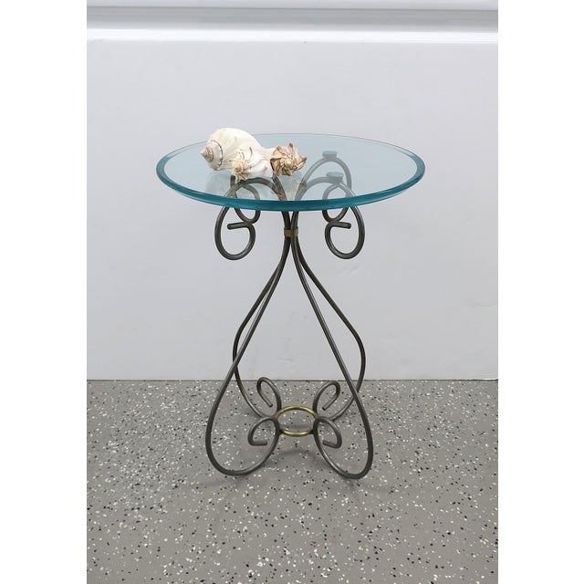 Late 20th Century Brass Metal and Glass Round Side Table, Circa Late-20th Century For Sale - Image 5 of 13