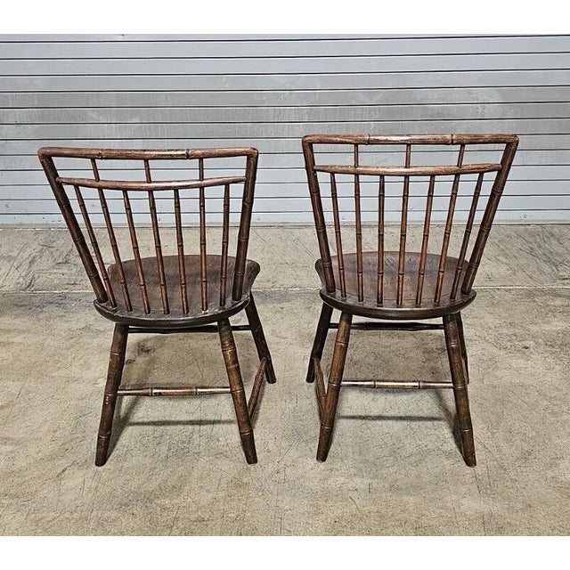 Pair Early 19th Century Philadelphia Benchmade Birdcage Windsor Chairs For Sale - Image 4 of 7