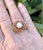 18k Yellow Gold Domed Basket-Weave Pearl and Ruby Cocktail Ring For Sale - Image 11 of 12
