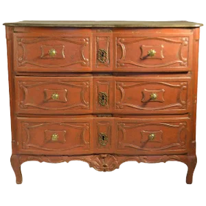 Louis XIV Regence Commode Painted Ox Blood Red
