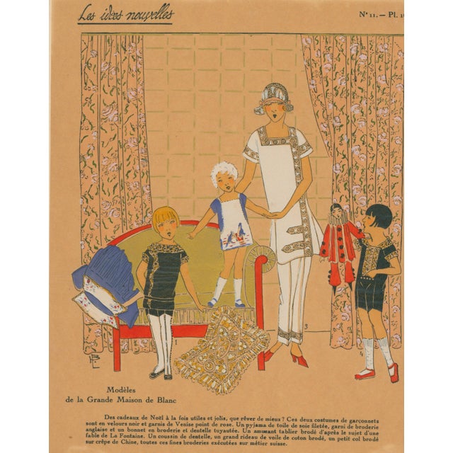 Original 1928 French pochoir color plate from Les Idées Nouvelles de la Mode et des Arts, under the artistic direction of...