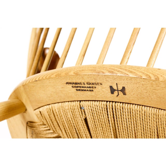 1960s Danish Modern Mid Century Peacock Lounge Armchair– Hans Wegner for Johannes Hansen — Ash + Teak For Sale - Image 12 of 12
