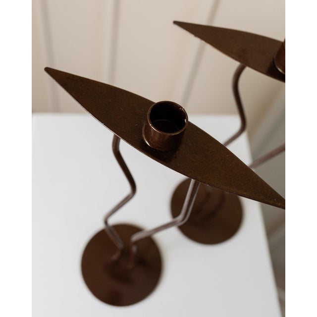 Zigzag Shape Metal Candleholder, Italy, 1990s For Sale - Image 5 of 11