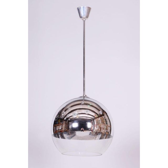 Mid-Century Chandelier in Chromed Steel and Opaline Glass, Germany, 1970s For Sale - Image 3 of 12