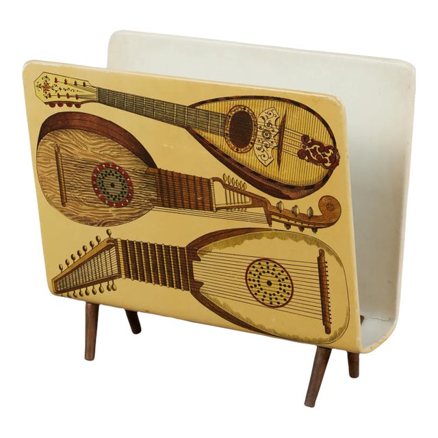Strumenti Musicali Magazine Rack Attributed to Piero Fornasetti For Sale