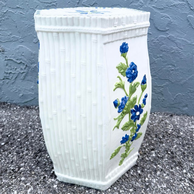 Vintage Hand Painted Ceramic Planter/Side Table For Sale In West Palm - Image 6 of 7