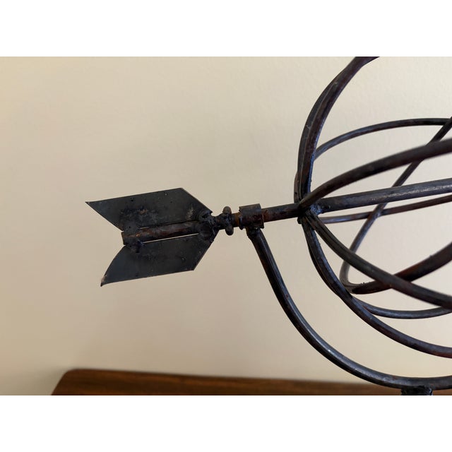 Metal Vintage English Country Wrought Iron Garden Armillary Sundial For Sale - Image 7 of 11