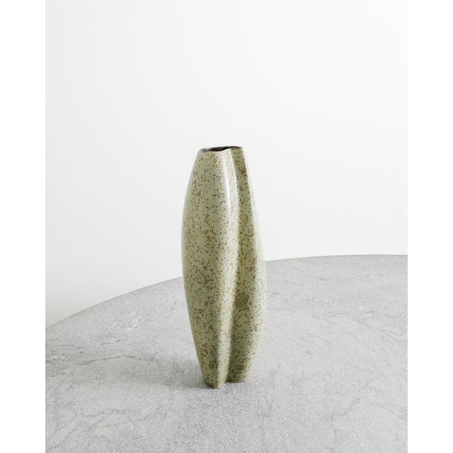 1950s Mid-Century Swedish Green Spreckled Stoneware Ceramic Vase from Hans Hedberg, Biot, France, 1950s For Sale - Image 5 of 5