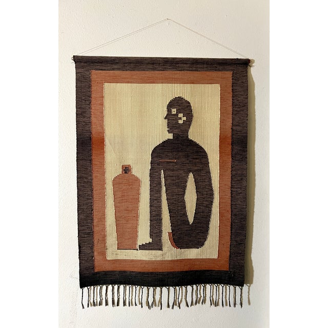 Tribal Mid-Century Filipino Handwoven Modernist Graphic Tapestry Wall Hanging For Sale - Image 3 of 8