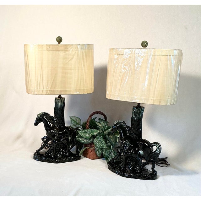 Pair 1950s Phil-Mar Vintage Mid Century Modern Table Lamps Mare & Colt Horse For Sale - Image 4 of 12