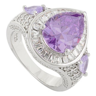 Pear Cut Zirconia Cluster Bold Ring Crafted in Sterling Silver - Size 8 For Sale