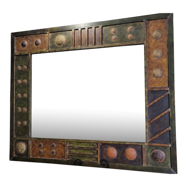Large Vintage Metal Lobo Mirror For Sale