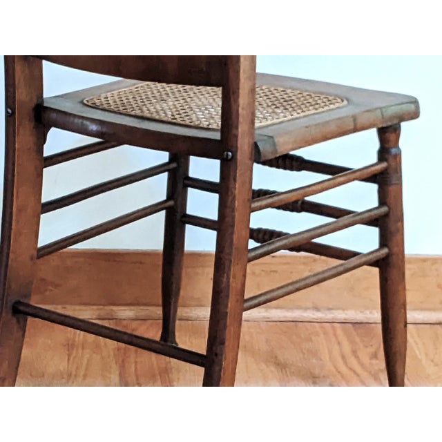 Brown Pressed Back Cane Seat Chair For Sale - Image 8 of 10