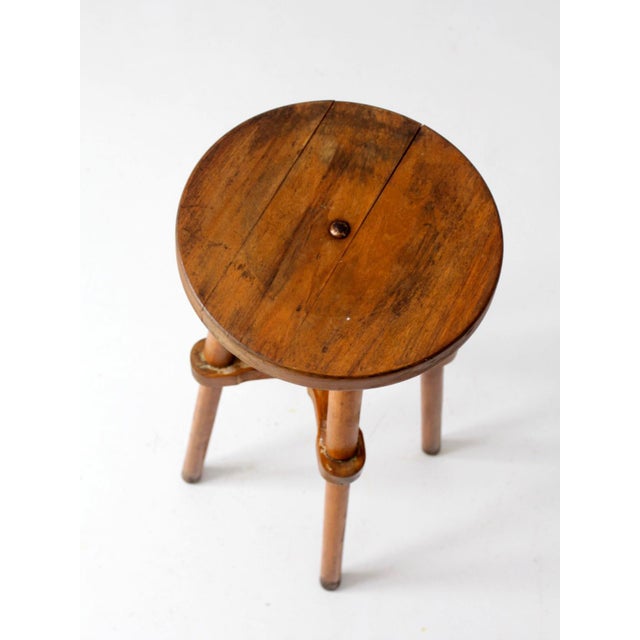 Antique Round Wood Stool Side Table For Sale - Image 11 of 18