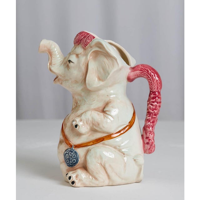 Antique French Majolica Elephant Pitcher For Sale - Image 4 of 8