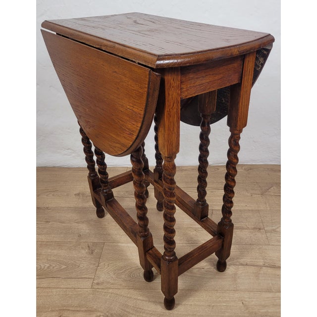 Antique 19th Century Barley Twist Drop Leaf Gate Leg Occasional Table For Sale - Image 6 of 18