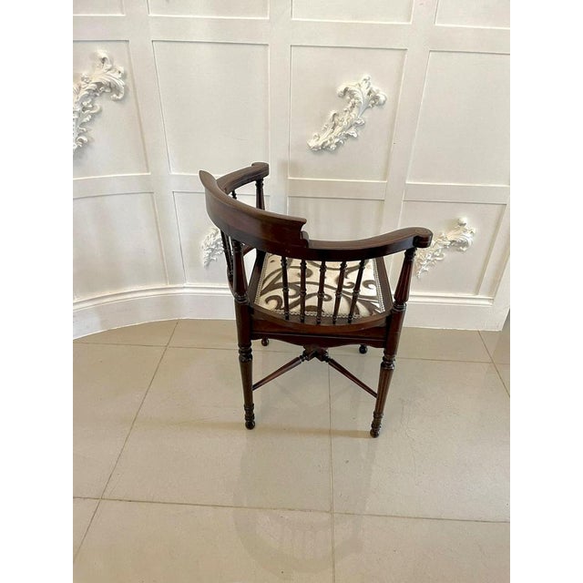 Antique Quality Edwardian Mahogany Inlaid Corner Chair, 1901 For Sale - Image 4 of 14