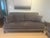 2 Ethan Allen charcoal gray velvet, comfortable 2 seater sofas Very good condition Dark brown wood feet
