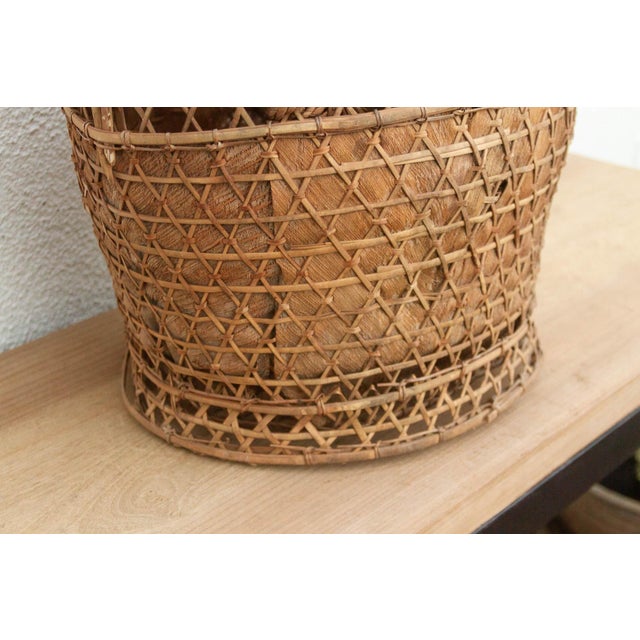 Antique Handwoven Large Carrying Pouch Basket For Sale In Los Angeles - Image 6 of 8