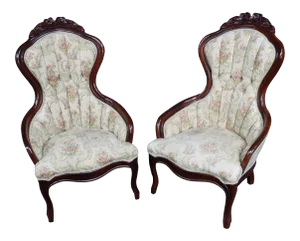 Kimball Victorian Style Ladies & Gentleman’s Chairs - a Pair