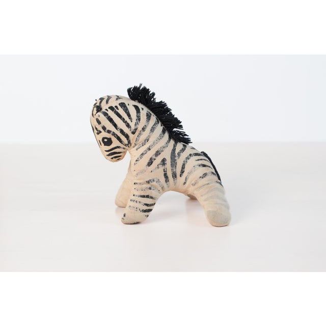 Mid-Century Stuffed Zebra Folk Art Toy For Sale - Image 4 of 10