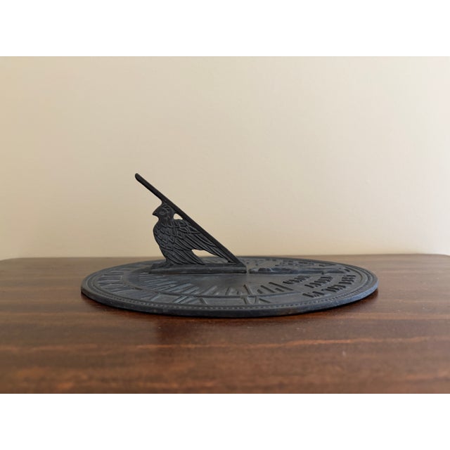 Gray Vintage English Country Iron Garden Sundial "Grow Old Along With Me" For Sale - Image 8 of 9