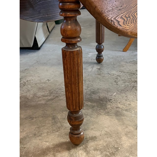 Wood Antique Oak Wood Drop Leaf Dining Table For Sale - Image 7 of 10