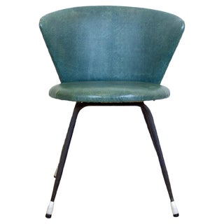 Set of Spanish Iron and Green Skai Club Chairs, 1960s For Sale