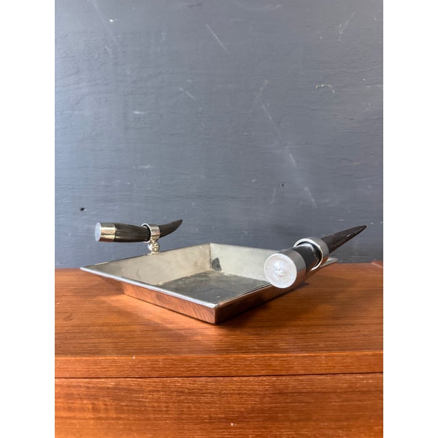 Art Deco Vintage Art Deco Style Chrome Horn Tray For Sale - Image 3 of 6