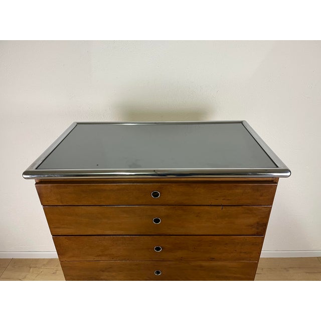 1960s Vintage Bauhaus-Style Wooden and Steel Chest of Drawers, 1960s For Sale - Image 5 of 9