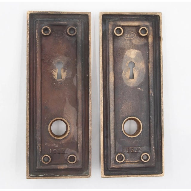 Vintage Corbin Brass Passage Door Knob & Plate Set For Sale - Image 9 of 11