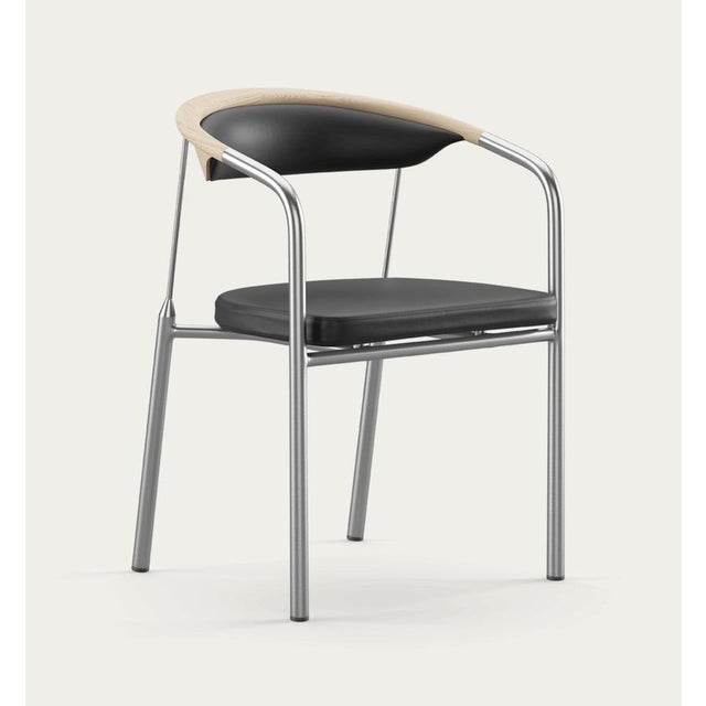 Contemporary Chairman Chair in Oak with Upholstery in Black by Henrik Tengler for One Collection For Sale - Image 3 of 17