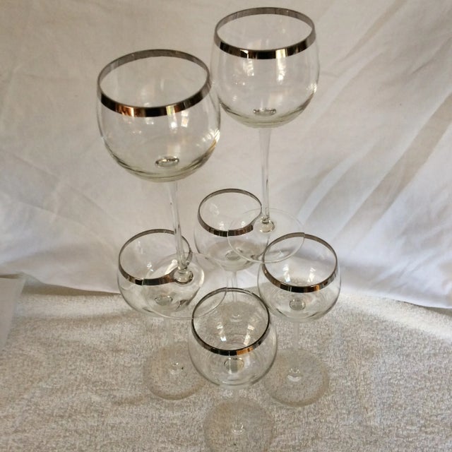 Tall Platinum Rim Wine Glasses - Set of 6 For Sale - Image 10 of 13