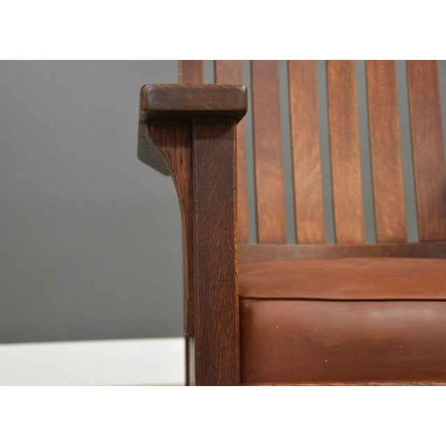 1910s L&jg Stickley Lounge Arm Chair Mission Arts and Crafts For Sale - Image 10 of 10