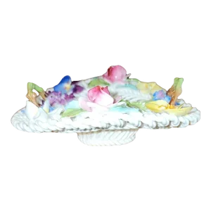 1920s Crown Staffordshire Woven Porcelain Flower Basket