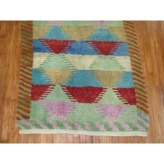 1940s Beautiful Rainbow Vintage Turkish Konya Carpet - 4' x 5'1" For Sale - Image 5 of 5